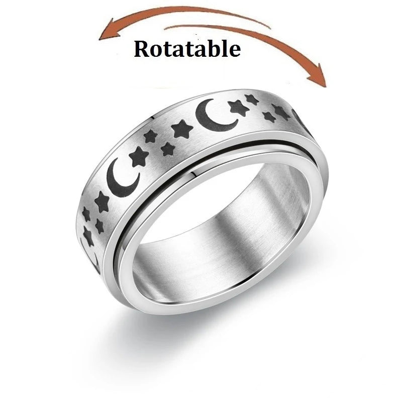 Bague anti-stress en acier inoxydable pour homme et femme.