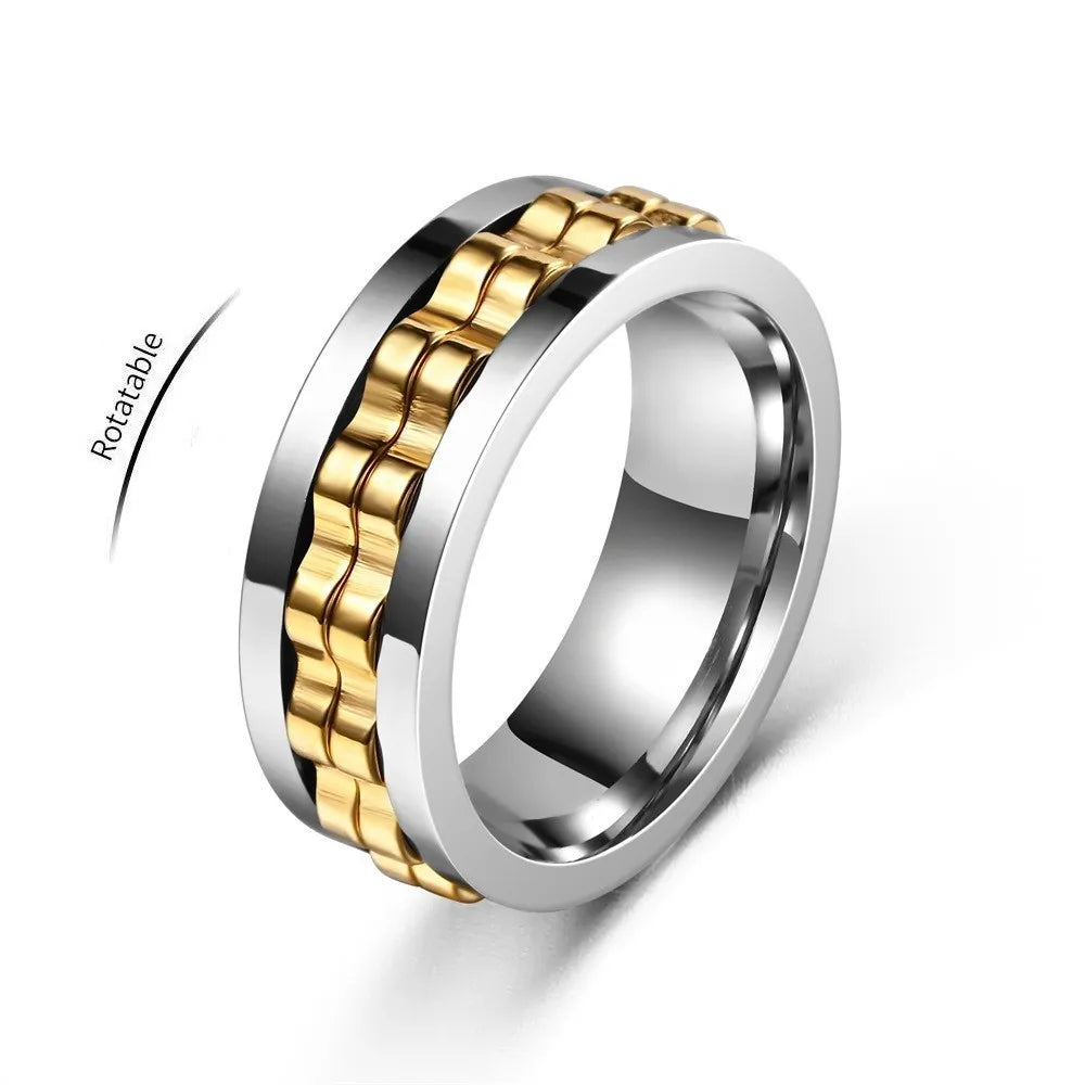 Bague anti-stress en acier inoxydable pour homme.