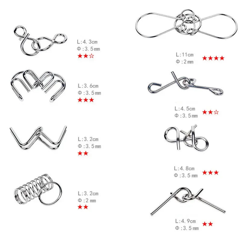 Puzzle Montessori en métal pour enfant et adulte (8 pièces).