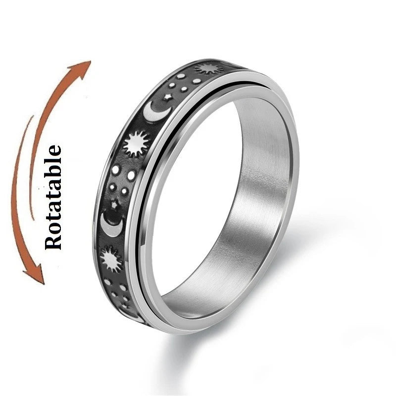 Bague anti-stress en acier inoxydable pour homme et femme.