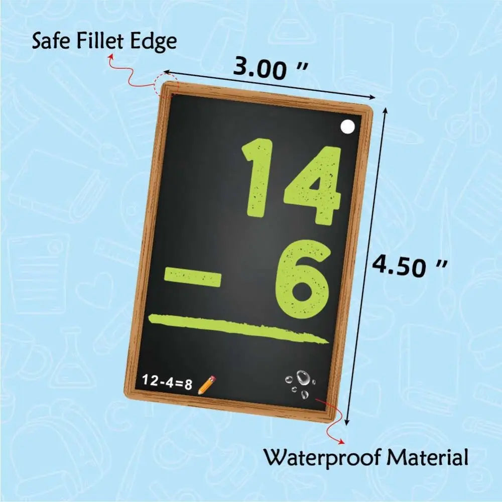 Cartes d'arithmétique pour enfants (50 pièces/ensemble). Multiplication, addition et soustraction.
