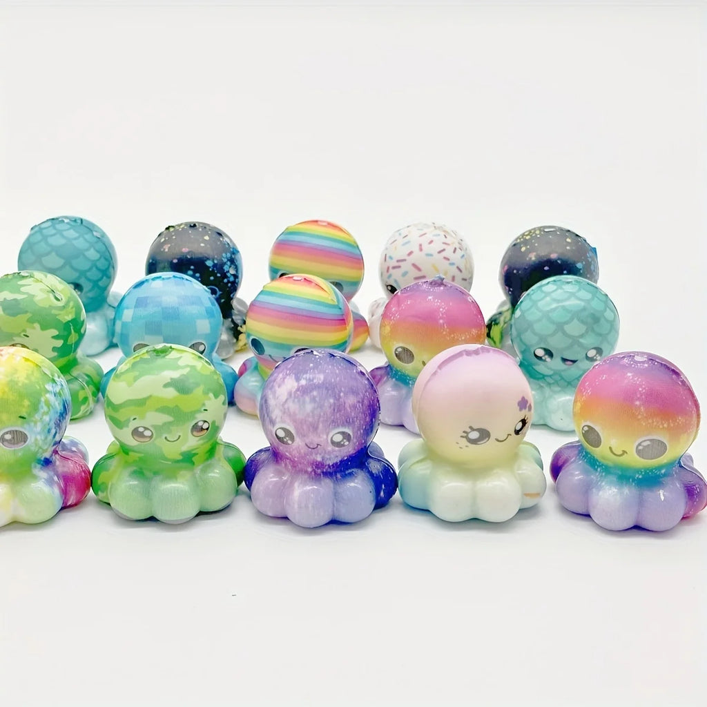 Balles anti-stress en forme de pieuvre, ensemble de balles à presser et à écraser (12 pièces).