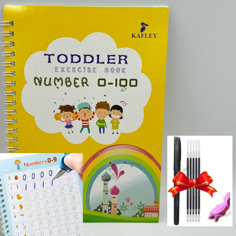 Cahier d'exercice pour enfant, cahier de calligraphie magique.