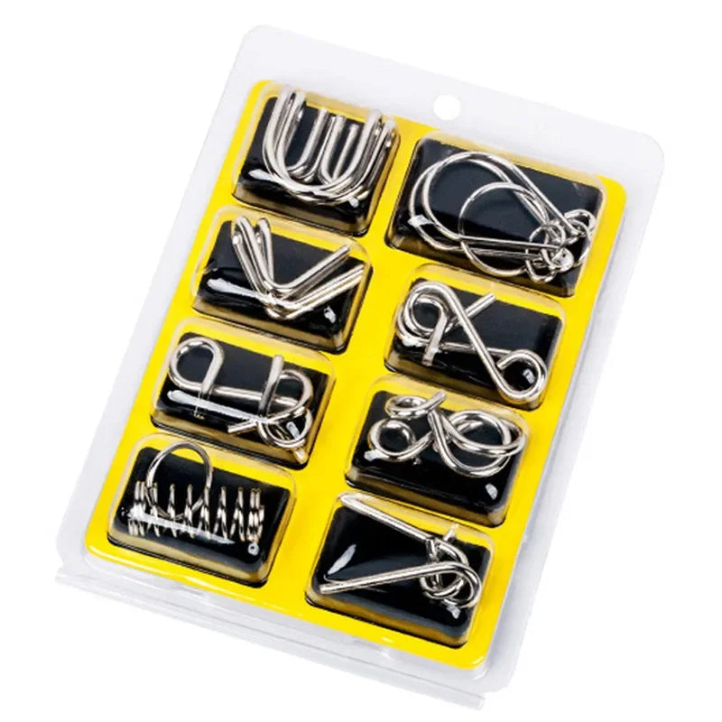 Puzzle Montessori en métal pour enfant et adulte (8 pièces).