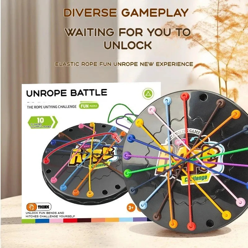 Casse-Tête de cordes entrelacées. Jeu de société stratégique avec défi de dénouage de nœuds.