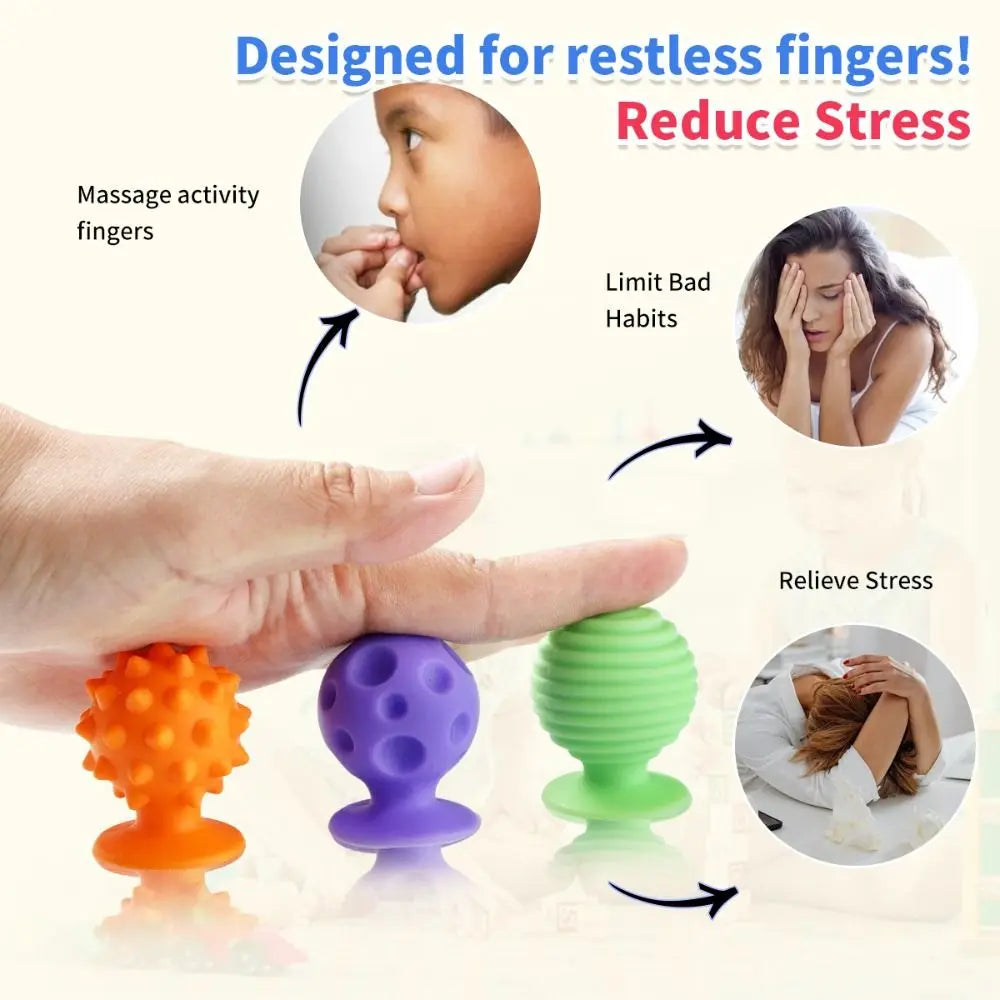 Pierres sensorielles texturées avec ventouse en silicone (8 pièces).
