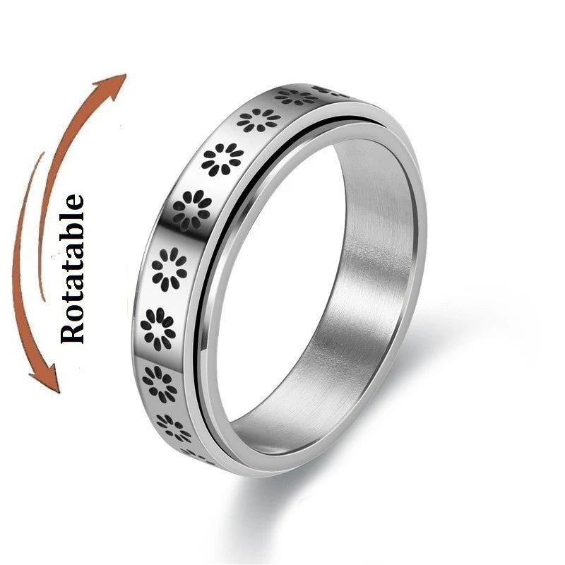 Bague anti-stress en acier inoxydable pour homme et femme.