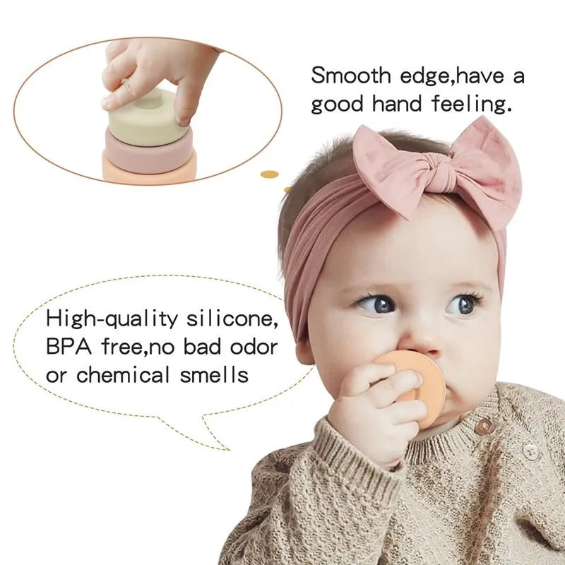 Blocs empilables en silicone, jouets à mordiller.