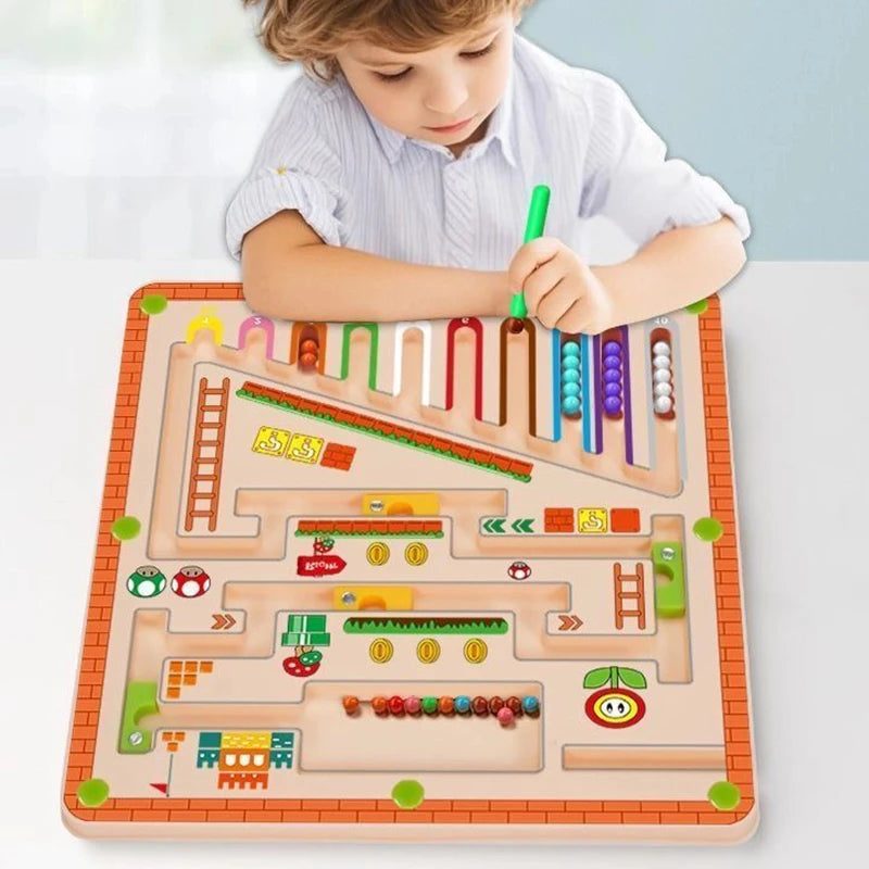 Labyrinthe magnétique de couleurs et de chiffres, jouets Montessori