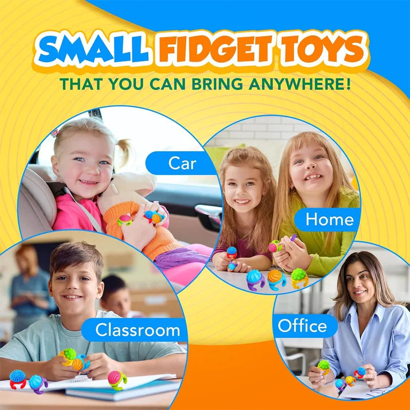 Bagues anti-stress pour enfants, anneaux sensoriels à textures avec spinner pour soulagement de l'anxiété (18 pièces).