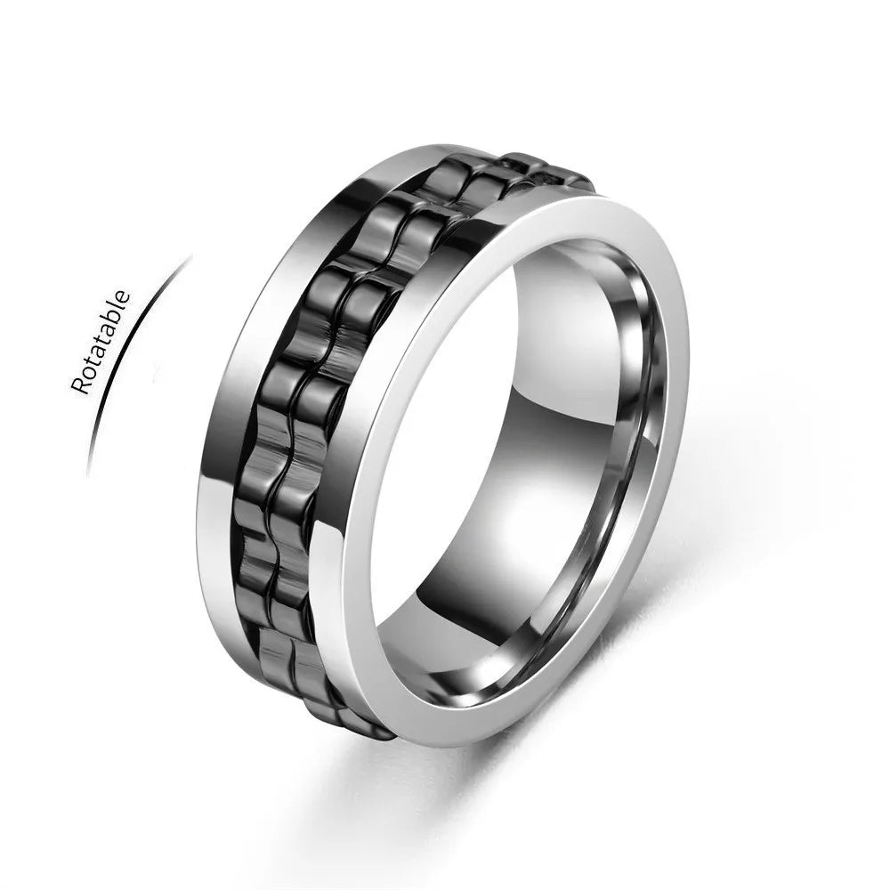 Bague anti-stress en acier inoxydable pour homme.