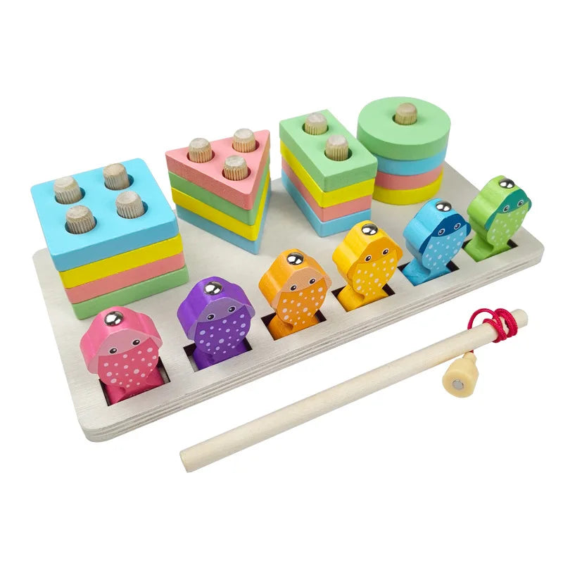 Jouet en bois Montessori, jeu de puzzle de correspondance des couleurs et des formes.