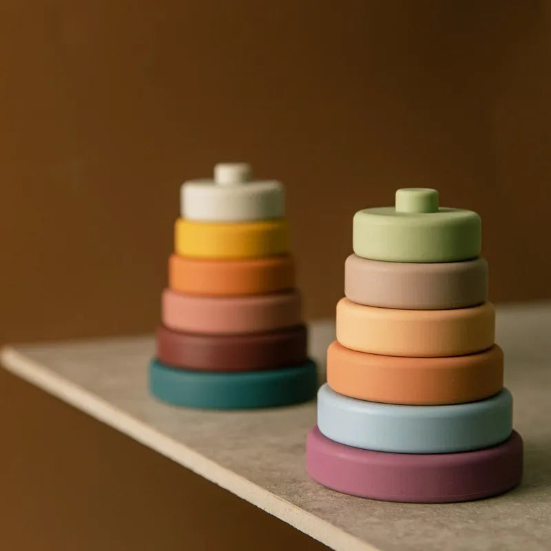 Blocs empilables en silicone, jouets à mordiller.