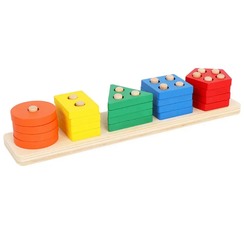 Jouet en bois Montessori, jeu de puzzle de correspondance des couleurs et des formes.