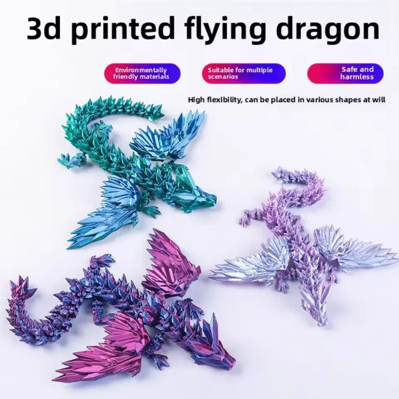 Dragon volant avec ailes dégradées et œuf imprimés en 3D.