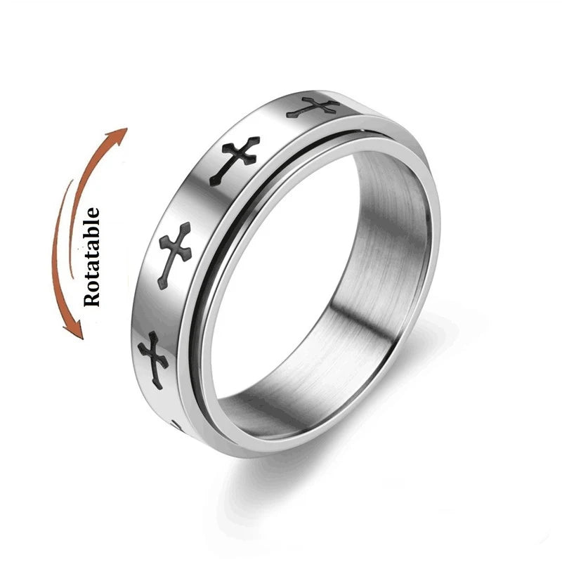 Bague anti-stress en acier inoxydable pour homme et femme.