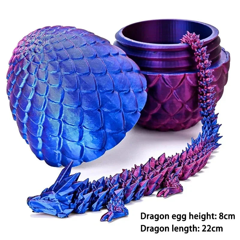 Dragon articulé et œuf imprimés en 3D.