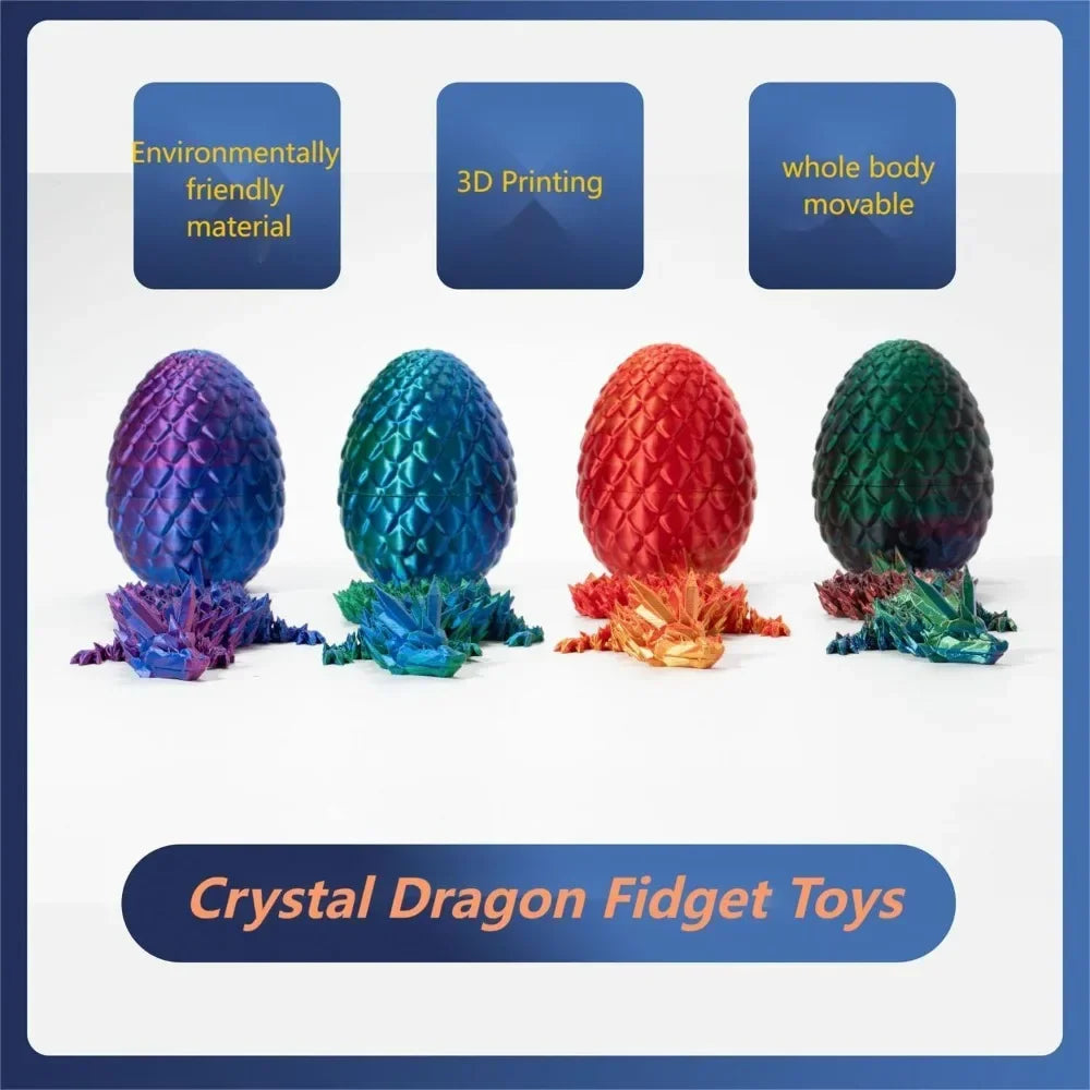 Dragon articulé et œuf imprimés en 3D.