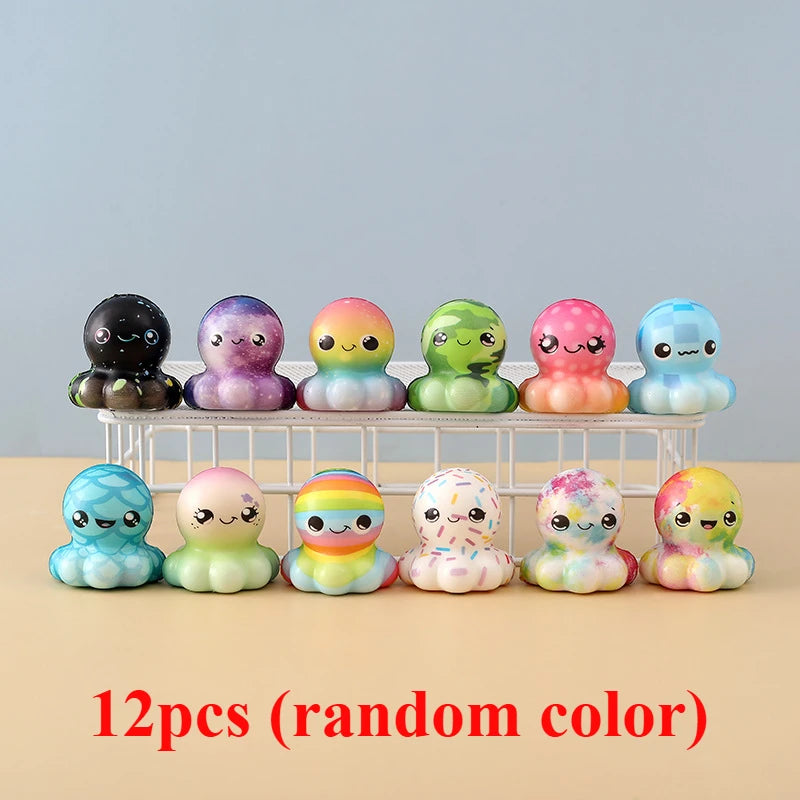 Balles anti-stress en forme de pieuvre, ensemble de balles à presser et à écraser (12 pièces).
