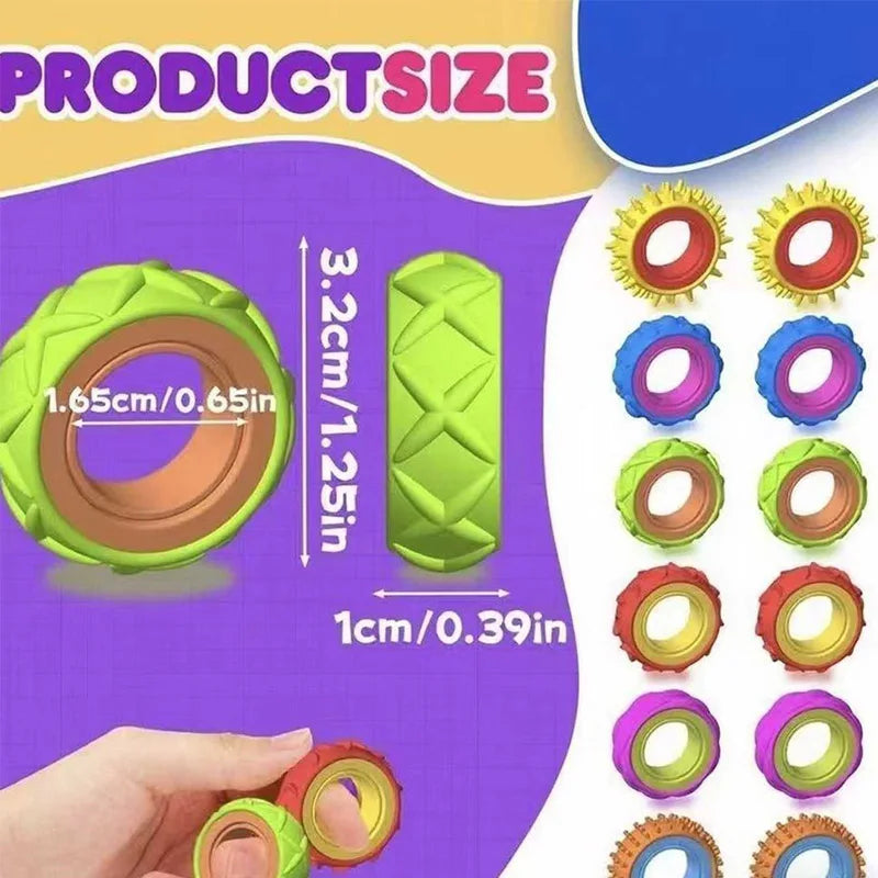 Bagues rotatives pour enfants, anneau sensoriel pour les doigts (6 pièces).