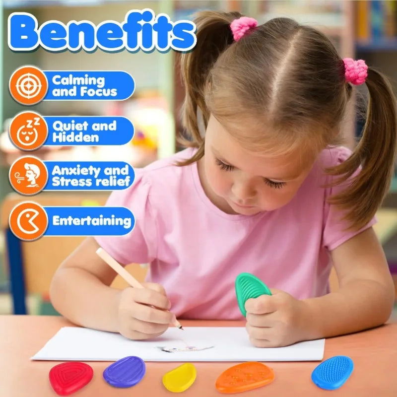 Pierres sensorielles en silicone, texturées (6 pièces).